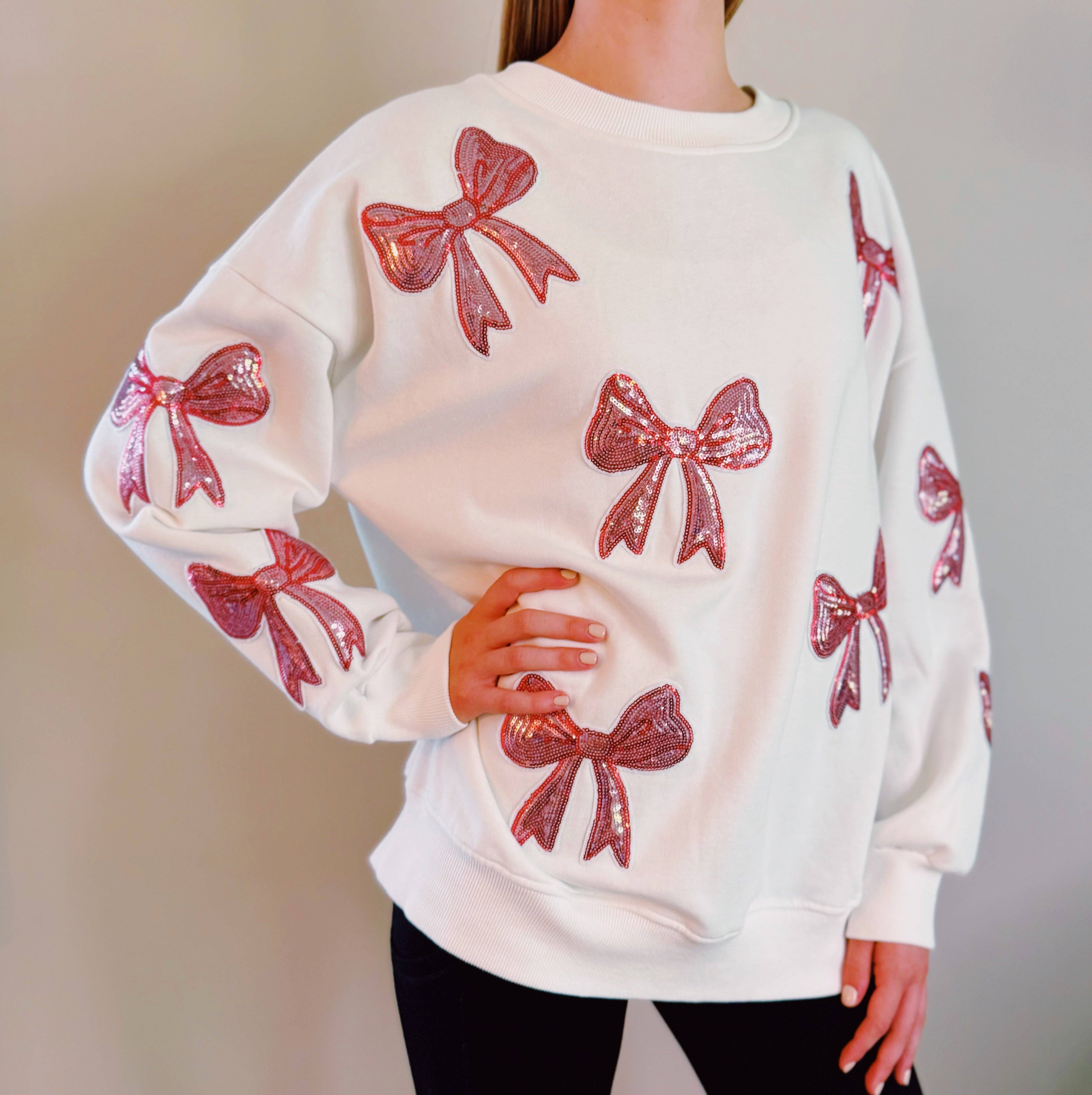 Ellison+Young - Wholesale Sweatshirt - Women's - Sparkly Bow Patch Sweatshirt5