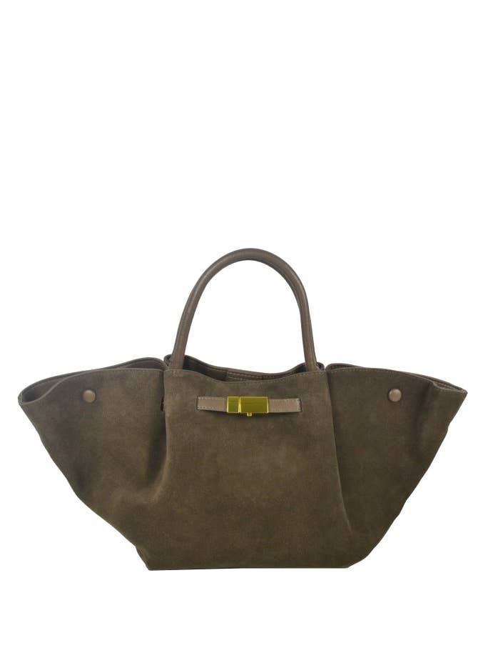 IBLSOB Italiensk Olivenbrun Ruskindstote med Aftagelig Rem. for engroshandel hos JIJOU CAPRI