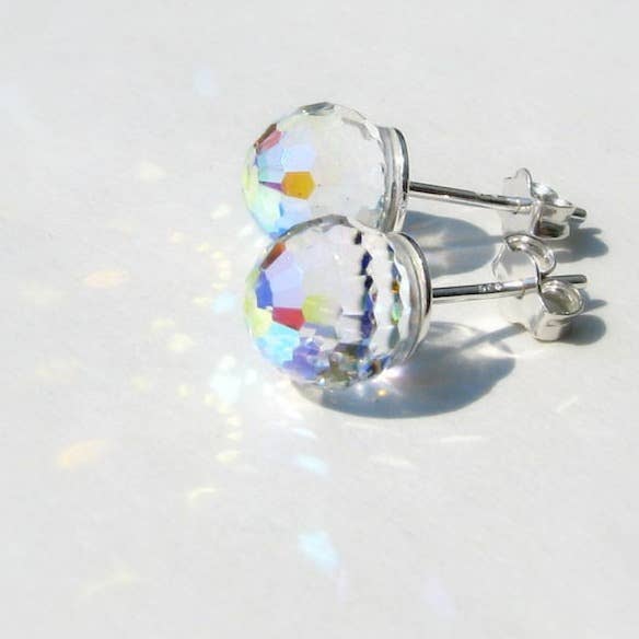 Sela+Sage – wholesale Stud/post earrings – Iridescent Crystal Ball AB Stud Earrings
