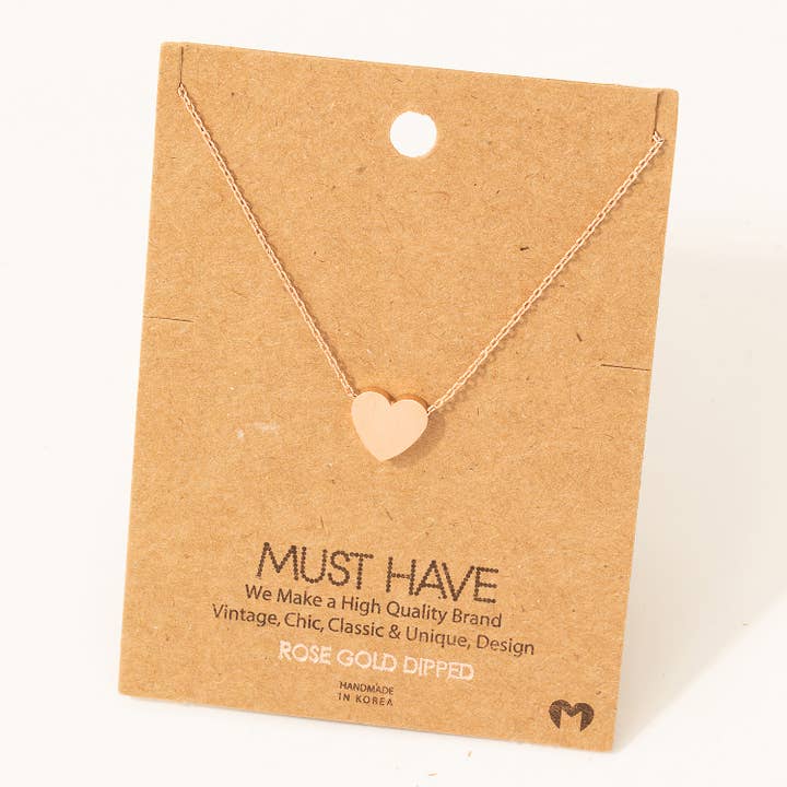 Fame Accessories - Wholesale Pendant/Charm Necklace - Brushed Heart Pendant Necklace