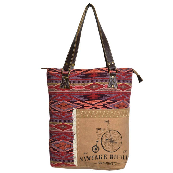 Hopofly Bags - Wholesale Tote Bag - Women's - Upcycled Canvas & Leather Women's Cycle Tote Bag