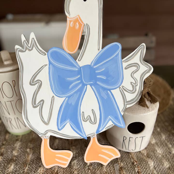 OBX Prep - Wholesale Door Hanger - Porch Goose Handmade White Birch Wooden Door Hanger ✨🪵4
