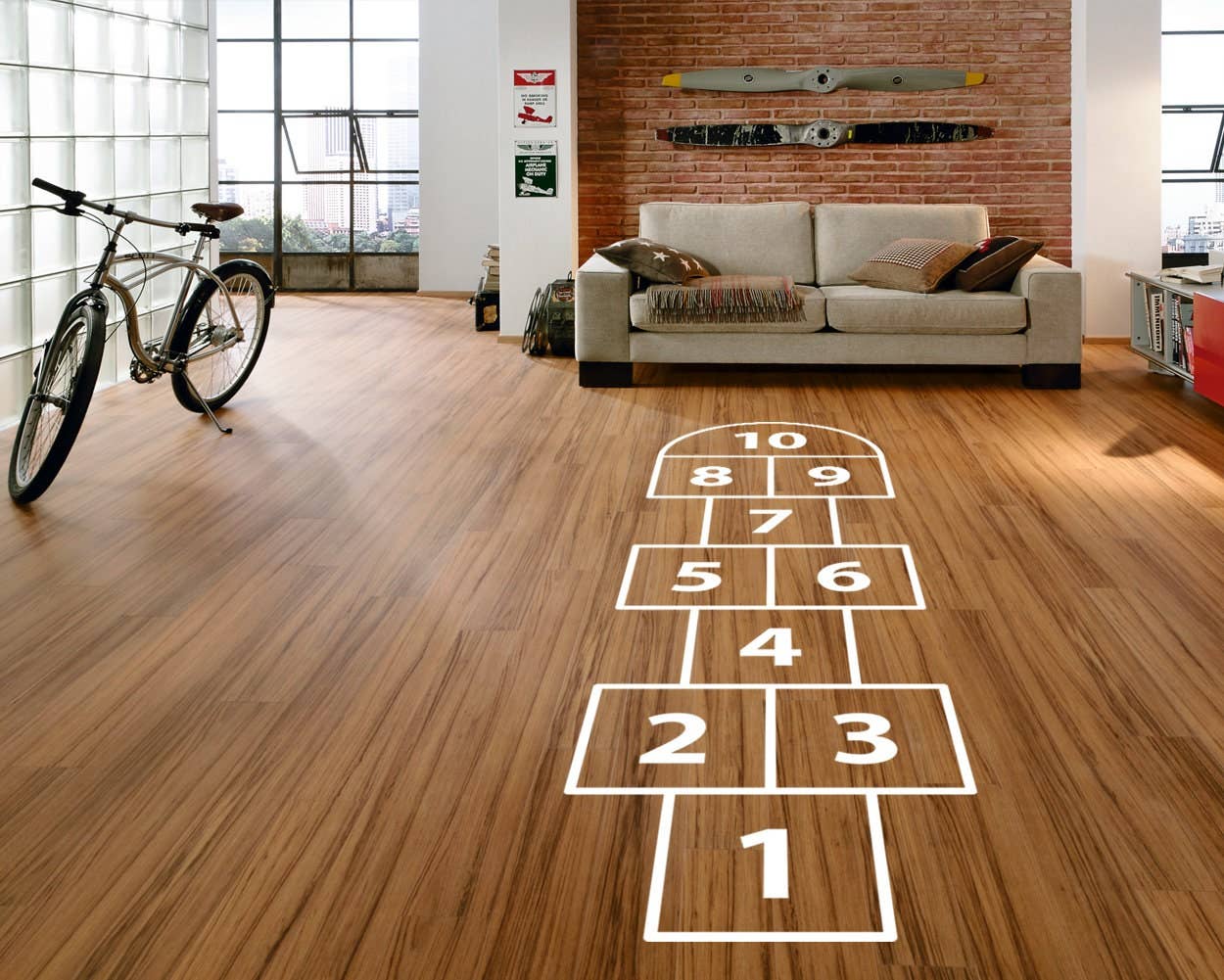 KUARKI – Decalque de janela/parede por atacado – Adesivo de Amarelinha Tradicional para Quarto de Brincar2