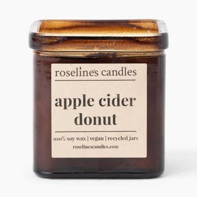 Apple Cider Donut - 8 oz Soy Candle - Recycled Glass Jars for wholesale by Roseline's Candles