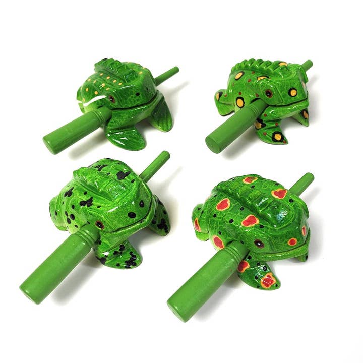 A Lost Art - Wholesale Musical Toy - Kids & Baby - 3 inch Assorted Green Spotted Croaking Musical Frog Drum1