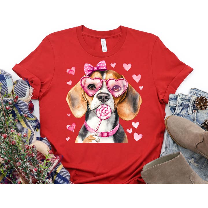 The Shirt Company - Wholesale T-Shirt (Graphic) - Women's - Beagle Valentine Shirt - Dog Valentines Day Shirt