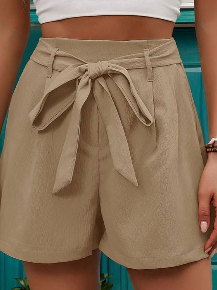 ABRICOT CWBSP0327_SHORT À LACETS DÉCONTRACTÉ DE COULEUR UNIE en vente sur Faire