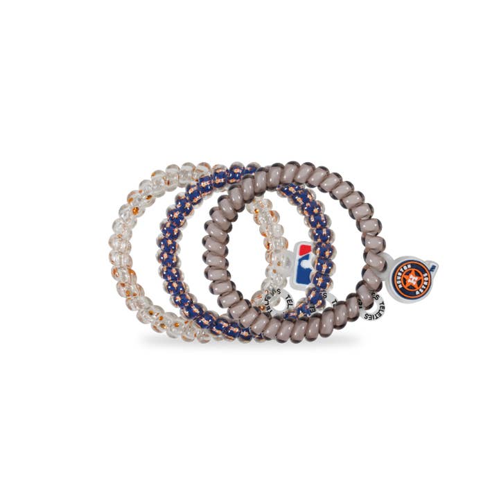 TELETIES - Wholesale Hair Tie - Spiral Hair Coils | Small | Houston Astros Hair Ties1