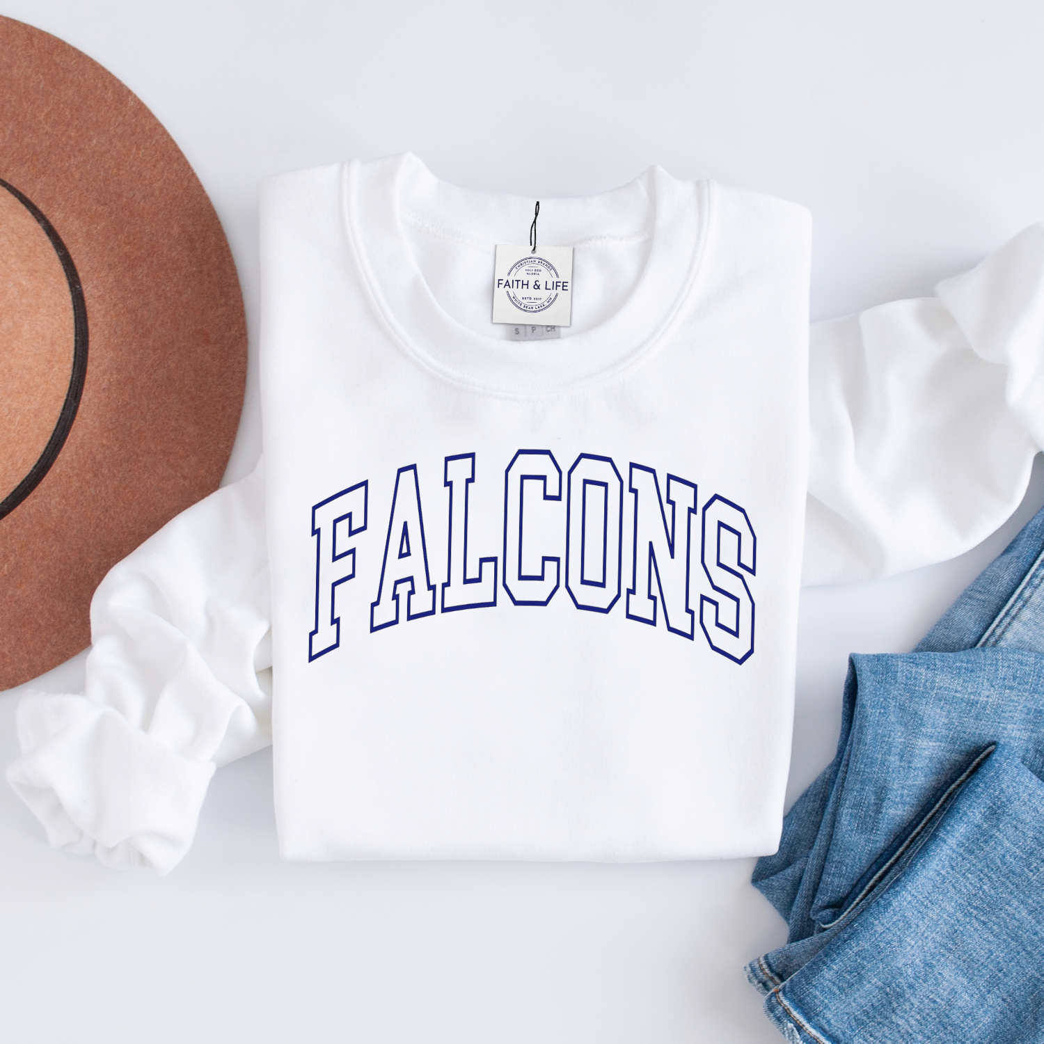 Faith & Life Christian Brands - Wholesale Graphic Sweatshirt - Women's - Custom Shop Name Varsity Letter Local Spirit Sweatshirt14