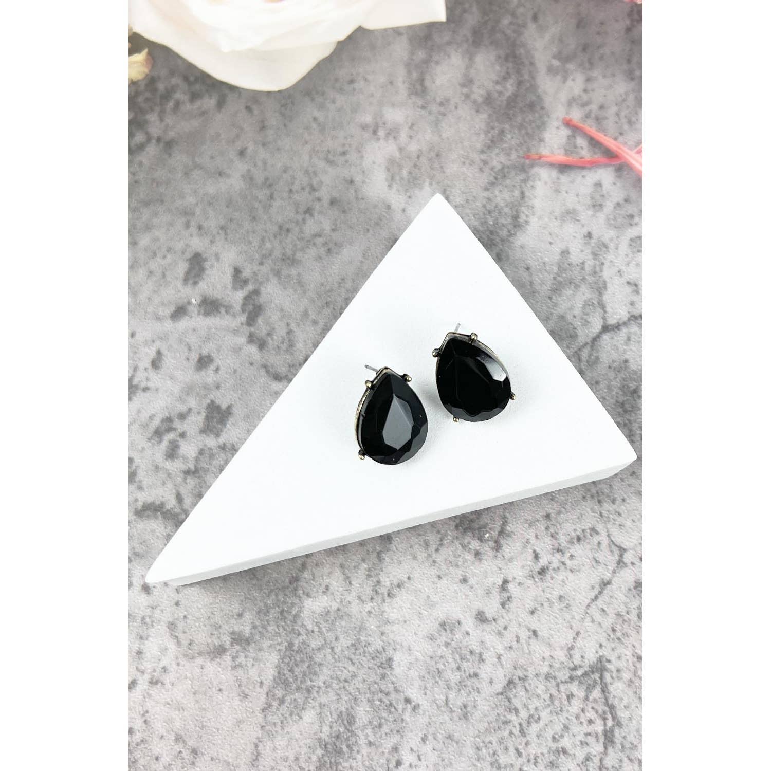 JHP Collection - Wholesale Stud/Post Earrings - TEAR DROP CRYSTAL OVAL STUD EARRING0