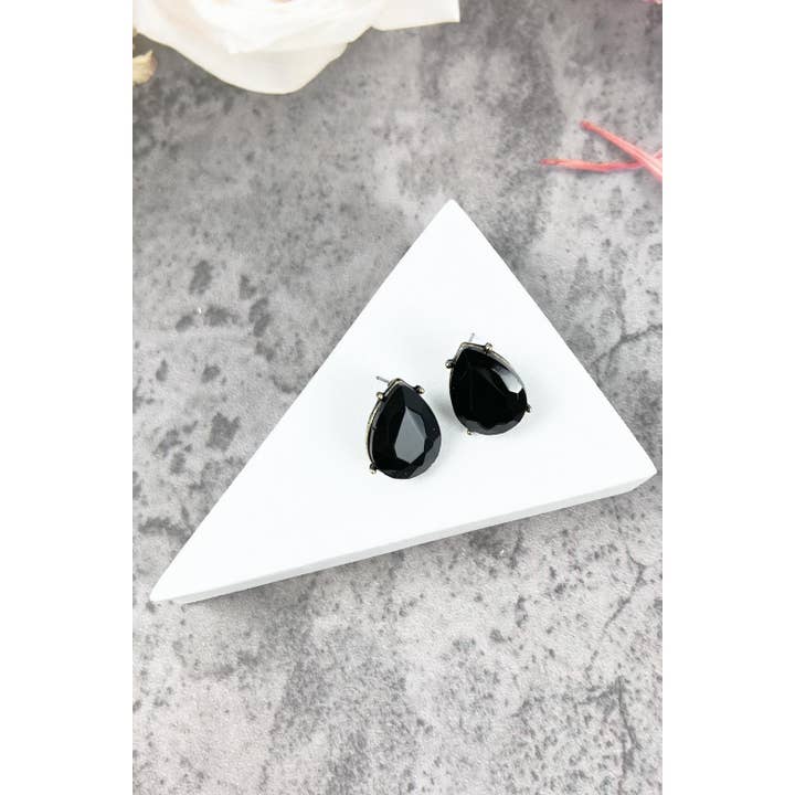 JHP Collection - Wholesale Stud/Post Earrings - TEAR DROP CRYSTAL OVAL STUD EARRING