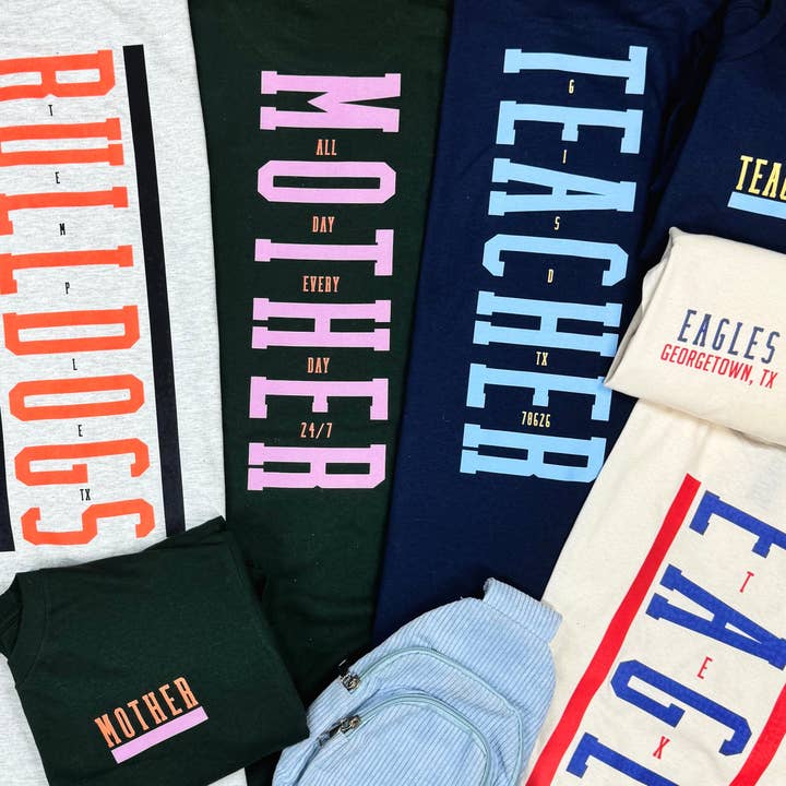 Custom Spirit Stack Short or Long Graphic Tee for wholesale by Knox + Nell