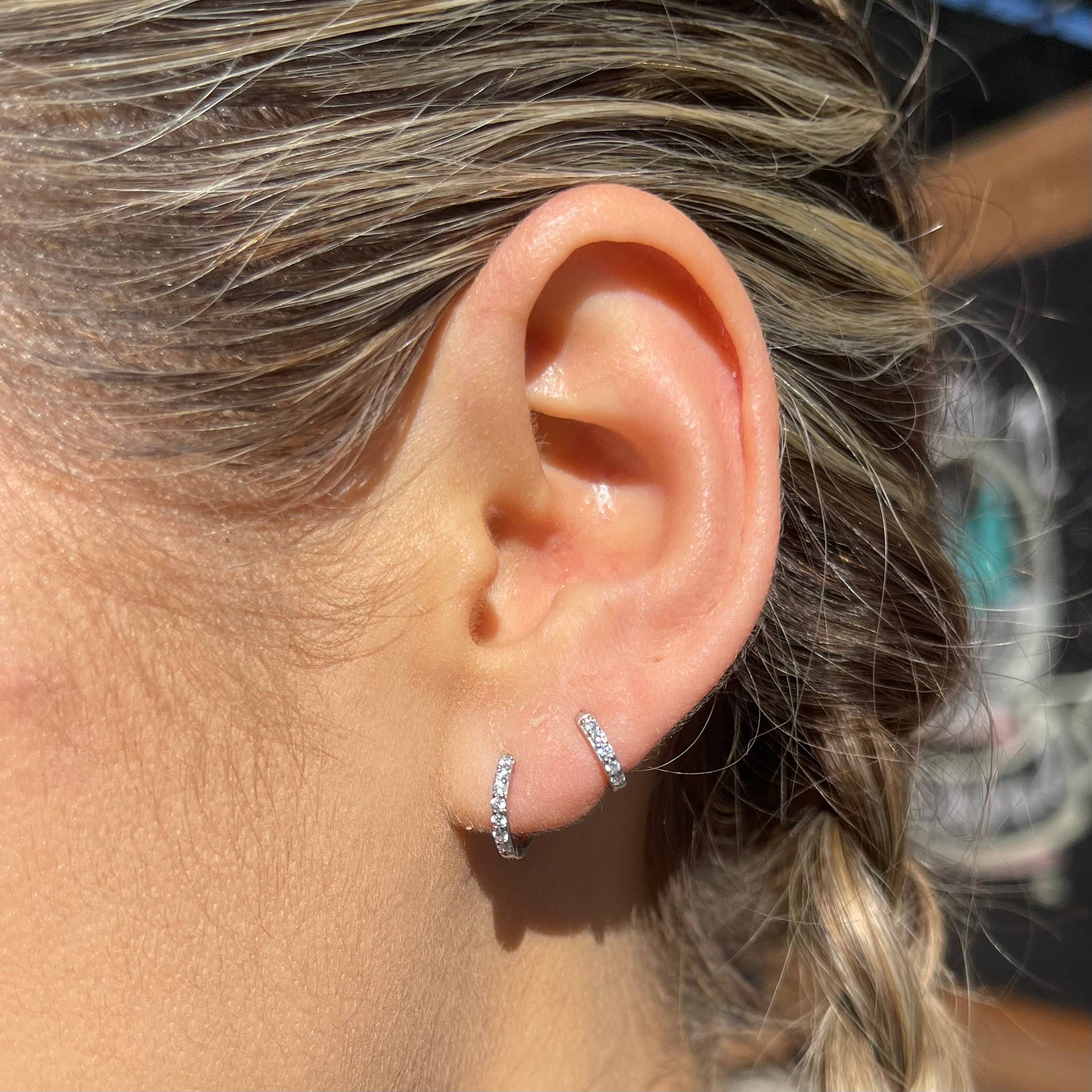 Nikki Smith Designs - Wholesale Huggie Earrings - Silver Crystal Huggies-Waterproof1