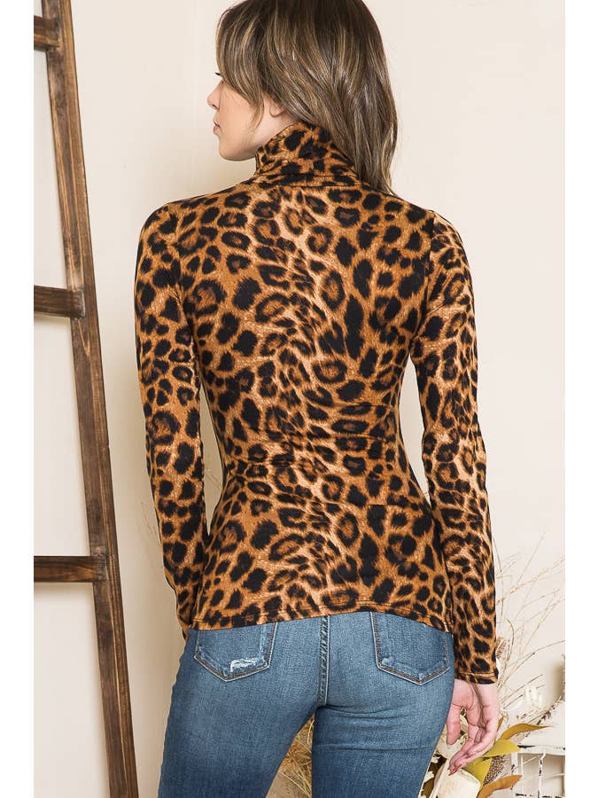 Turtle Neck Animal Print Long Sleeve Top for wholesale on Faire4