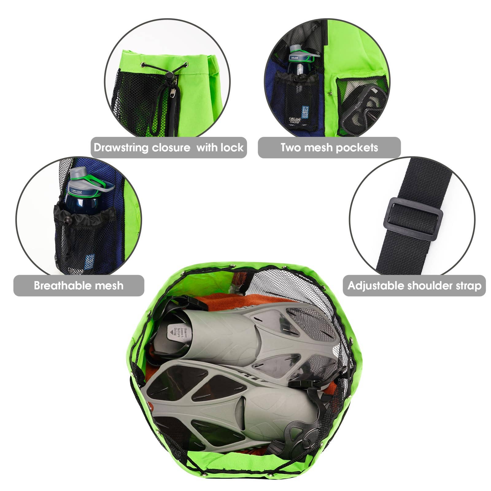 wandf - Wholesale Beach Bag - WANDF Mesh Drawstring Backpack with Wet Pocket Beach Bag37