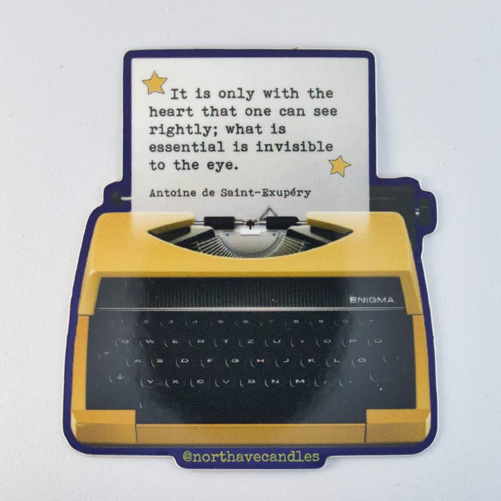 Book Themed Sticker / Typewriter / Exupéry / Vinyl Sticker for wholesale by North Ave Candles