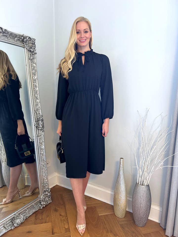 Tie Neck Elasticated Waist Dress for wholesale by Marina Kaneva