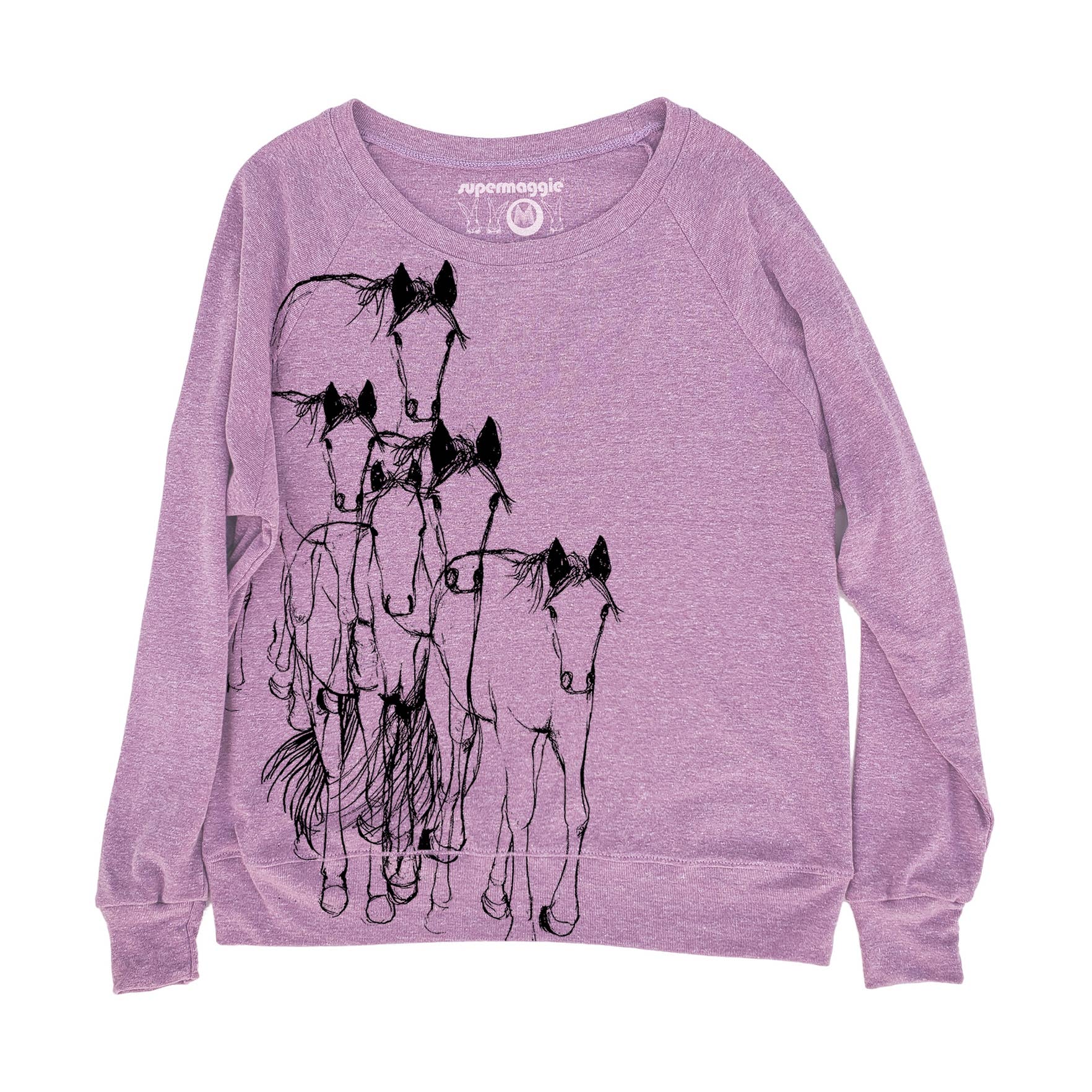 Supermaggie @ Faire - Wholesale Graphic Sweatshirt - Women's - Horses Pia Tri Blend Pullover5