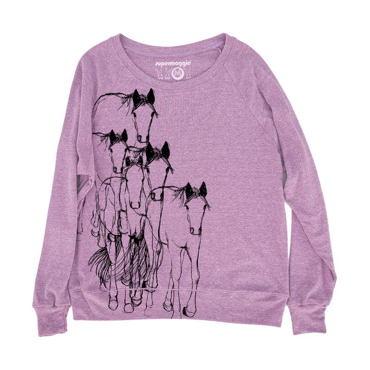 Supermaggie @ Faire - Wholesale Graphic Sweatshirt - Women's - Horses Pia Tri Blend Pullover5