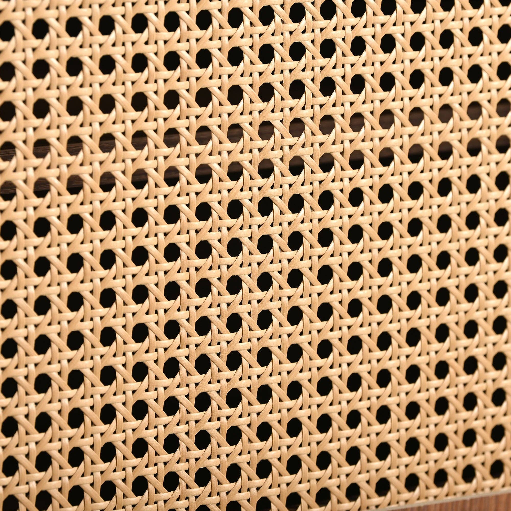 Urban Meuble - Wholesale Console Table - Dark wood effect rattan TV stand with 2 sliding doors, 2 drawers, and gold legs IZEID20