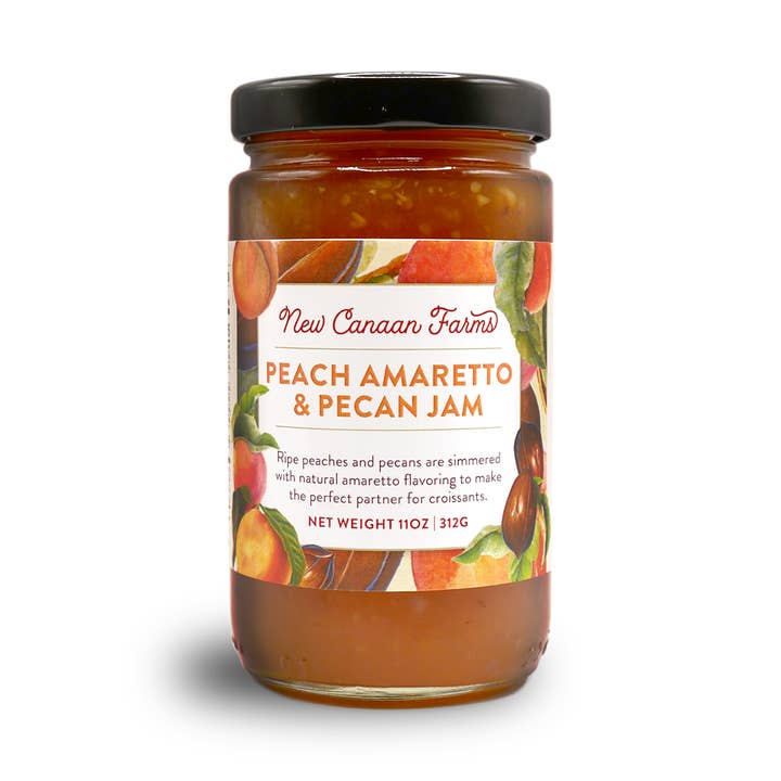 Confiture de Pêche Amaretto & Noix de Pécan - Caisse de 12 Pots pour la vente par New Canaan Farms