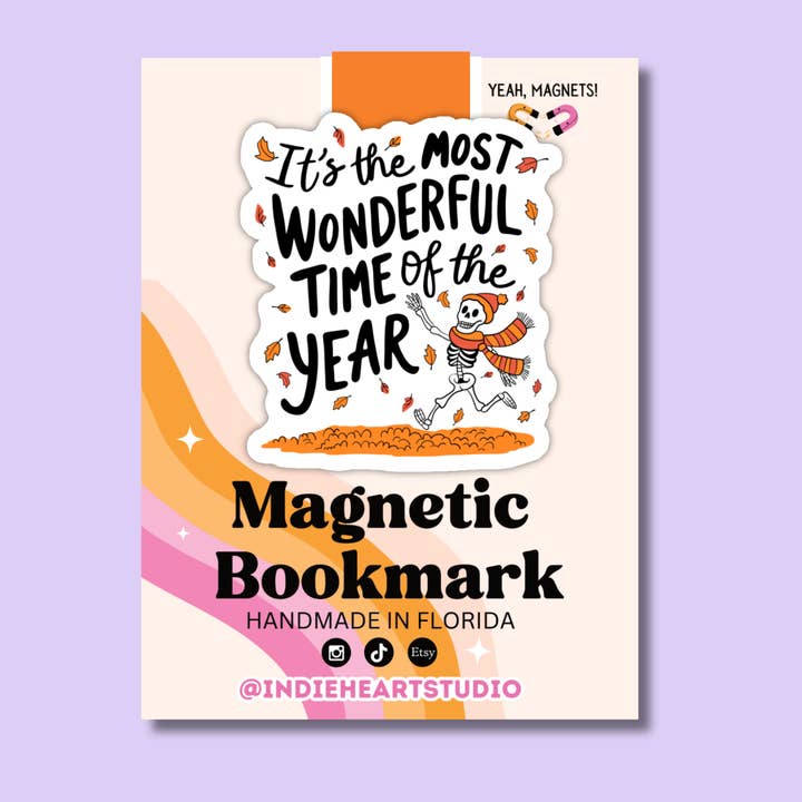 Magnetic Bookmark – Fall “Most Wonderful Time” Design for wholesale by Indie Heart Studio