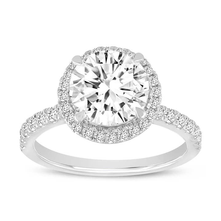 Ravina 14K White Gold Round Cut Lab Grown Diamond Halo Engagement Ring - 2.95 Ct for wholesale by LuvMyJewelry (LMJ)