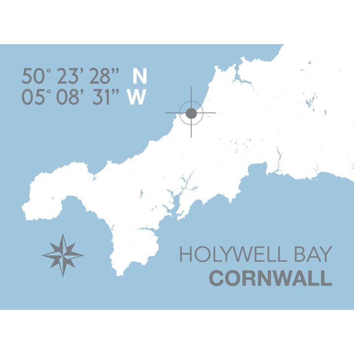 Holywell Bay Coastal Map Print for wholesale by SeaKisses