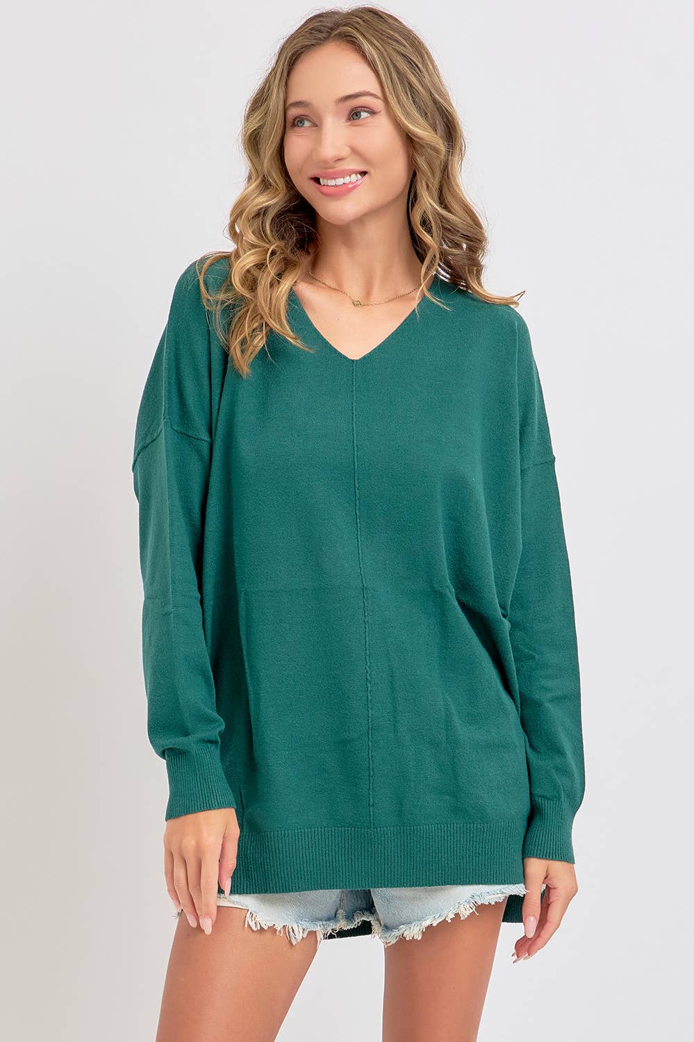 Sweet Lovely by Jen - Vendita all'ingrosso Top in maglia - Donna - Maglia morbida e confortevole casual con scollo a V3