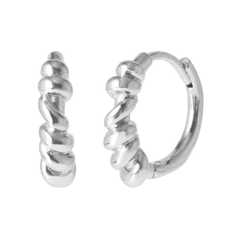 INKI STUDIO – wholesale Huggie earrings – Twisted Huggie Hoops Earrings - 18K Gold Dipped, White Gold Dipped1