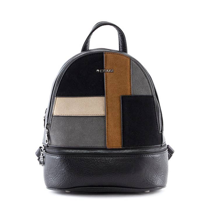 Mochila com 2 compartimentos Erium para Senhora Preta por atacado de ERIUM - Bags and Accessories