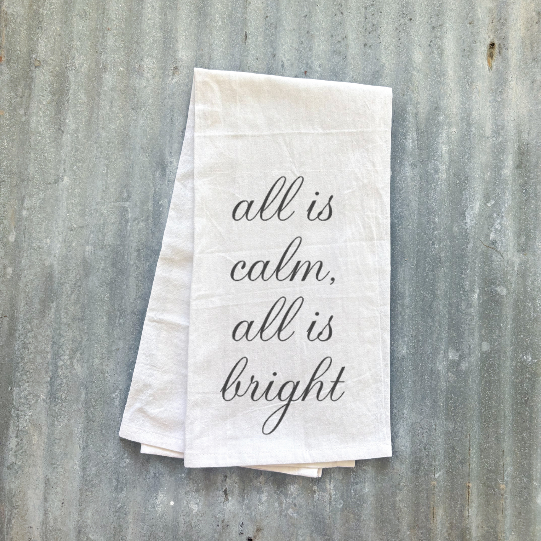 Sage & Soil - Wholesale Tea Towel - All is Calm All is Bright Tea Towel3