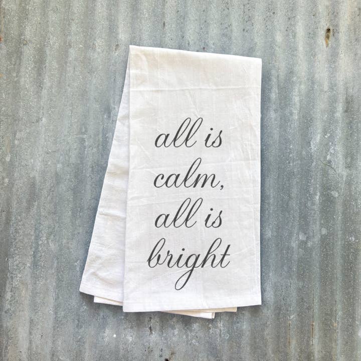Sage & Soil - Wholesale Tea Towel - All is Calm All is Bright Tea Towel3