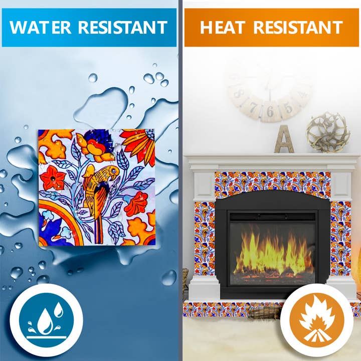 Mi Alma LLC - Wholesale Wall Decal/Stickers - Talavera Bathroom Decals Set of 24 animal Azulejos Tiles Stickers Wallpaper Model - S412