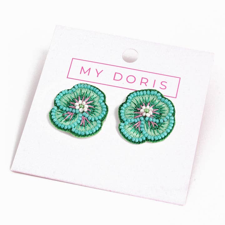 My Doris - Vendita all'ingrosso Orecchini a bottone - Orecchini a perno con perline verde menta e viola