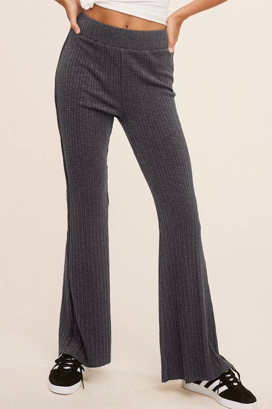 La Miel - Wholesale Lounge Sweatpants/Joggers - Women's - JAP4174-Basic Ribbed Fitted Silhouette Loungewear Pants15