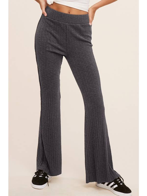 La Miel - Wholesale Lounge Sweatpants/Joggers - Women's - JAP4174-Basic Ribbed Fitted Silhouette Loungewear Pants15