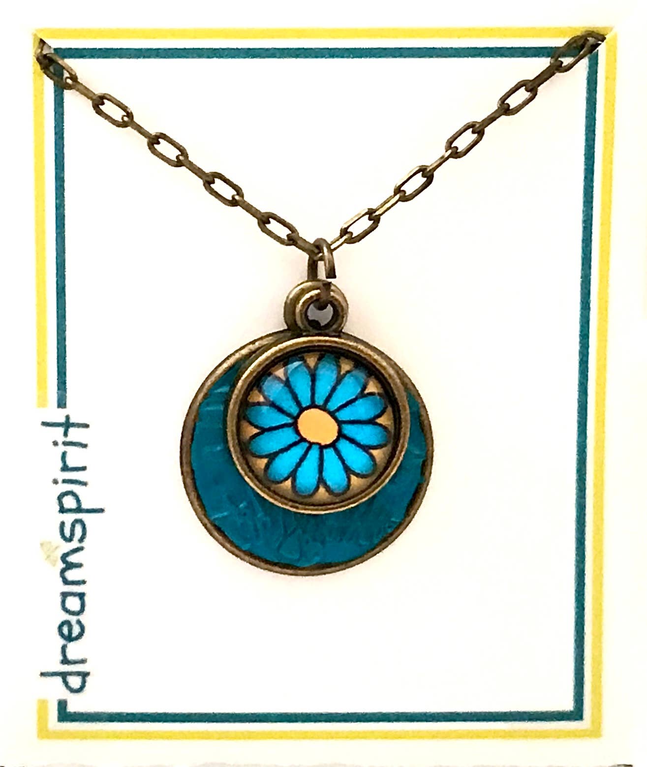 Dreamspirit – wholesale Pendant/charm necklace – Photo Glass Yellow Sun Necklace2