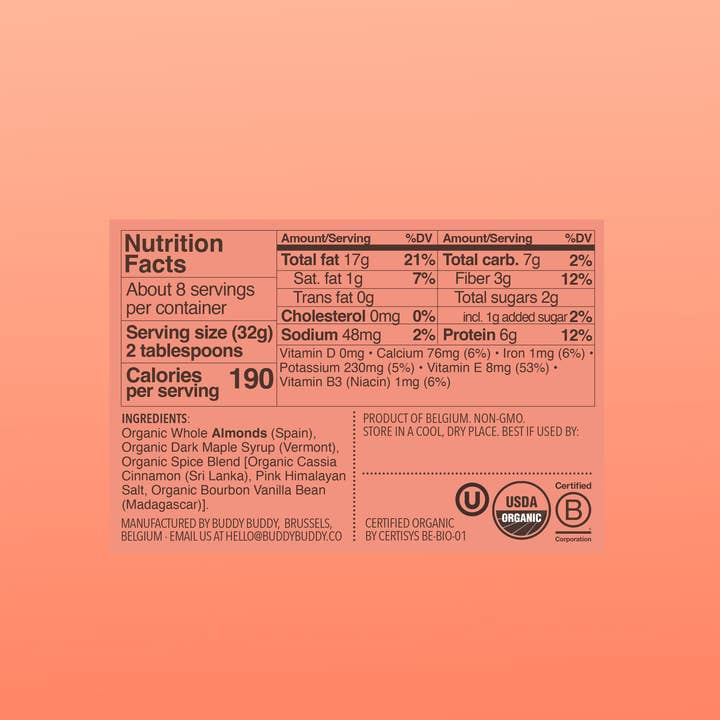 BUDDY BUDDY - Vente Beurres de noix - Beurre de noix roulé à la cannelle biologique – Amandes, Érable & Vanille2