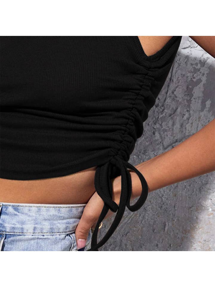 Rosa Clothing - Wholesale Knit Top - Women's - Drawstring High-Neck Sleeveless Knitted Vest Top5