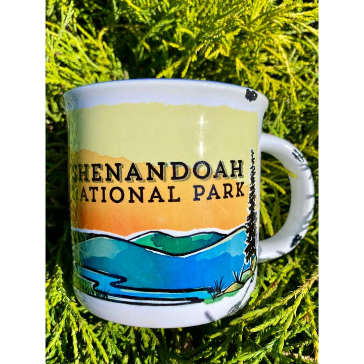 Sweetgum Studio - Wholesale Coffee Mug - Stoneware Distressed Mug with Blue Trim 14 oz.9