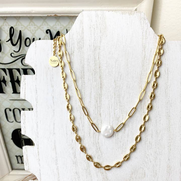 Coin Pearl Necklace for wholesale by Nairi Handmade Jewelry