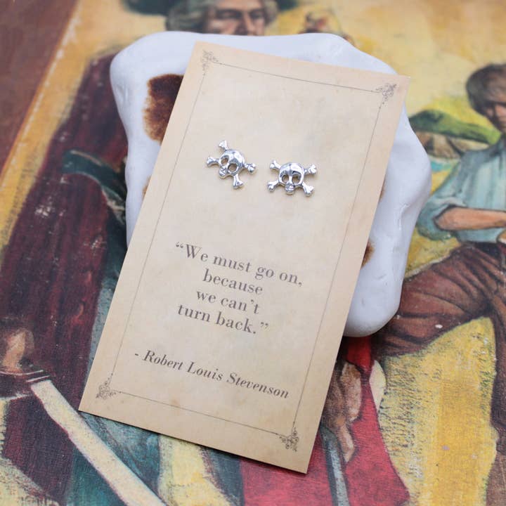 ZAD - Wholesale Stud/Post Earrings - Literary Quotes Skull Post Earrings