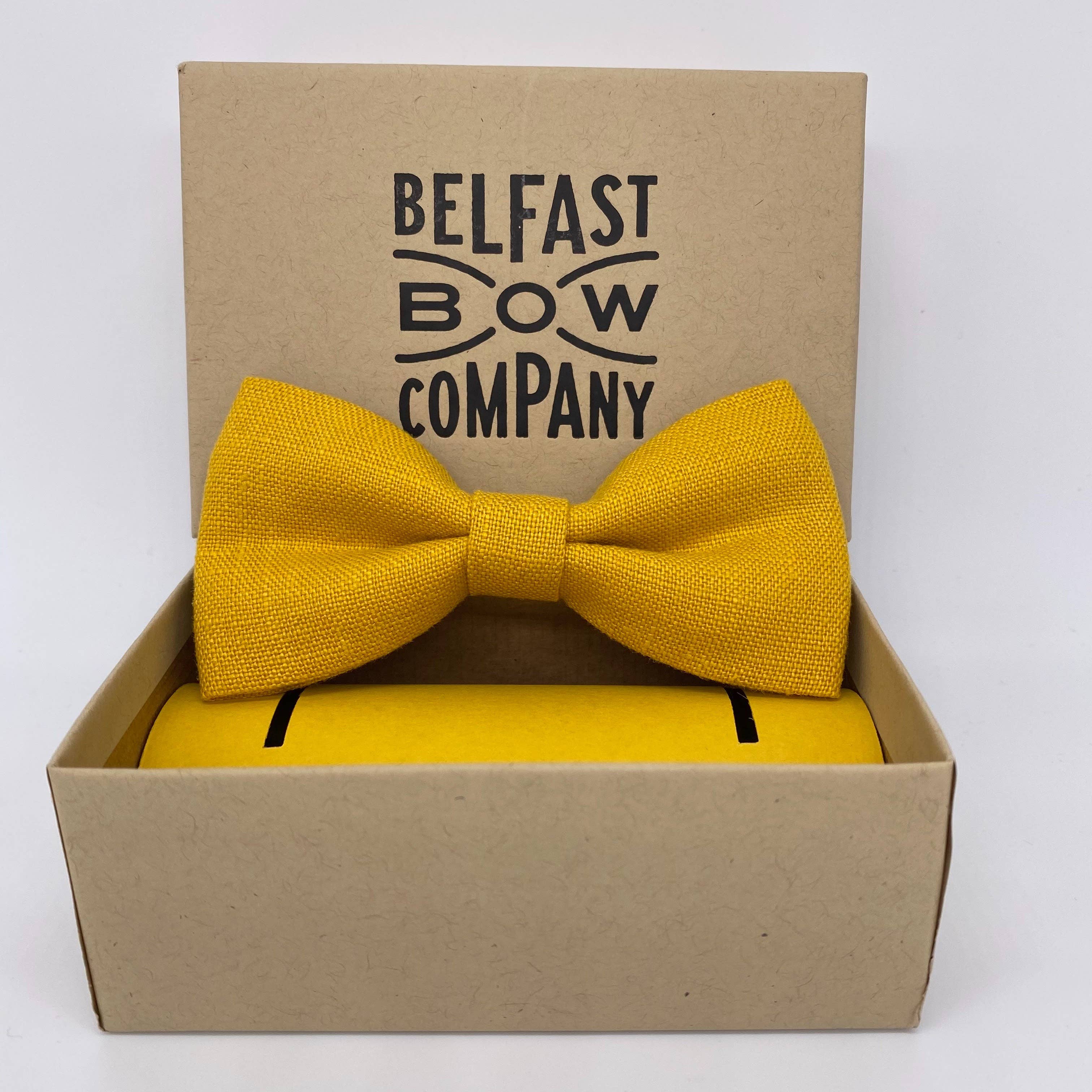 Belfast Bow Company - Venta al por mayor Pajarita - Hombre - Pajarita de lino irlandesa en color amarillo Belfast1