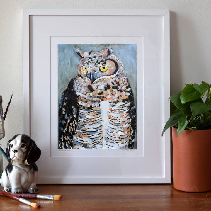 Modern Owl Art Print – Woodland Animal & Bird Wall Decor for wholesale by Natalie Jo Wright