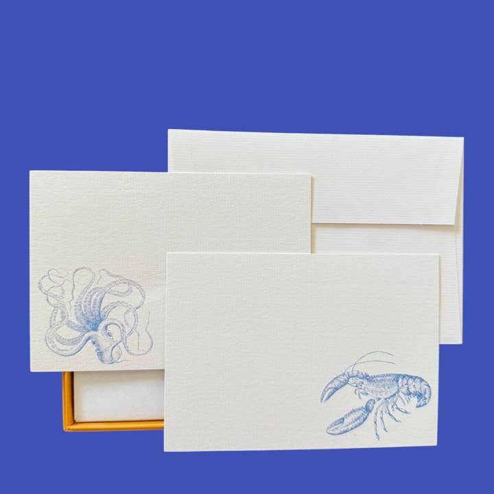 Juego de tarjetas de notas Kraken and Pinch para venta al por mayor de Mustard & Gray Ltd