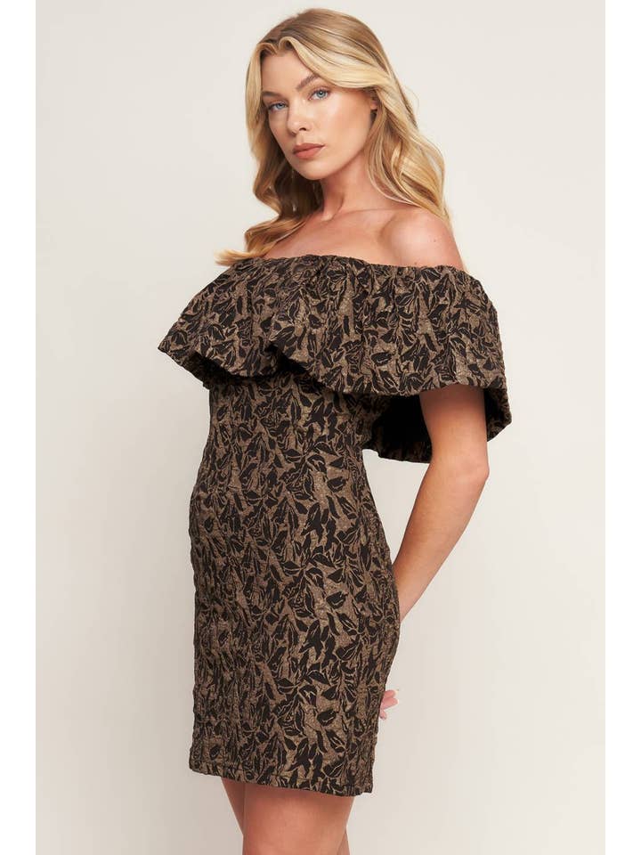 Brown A textured woven mini dress - ID21703 for wholesale on Faire2