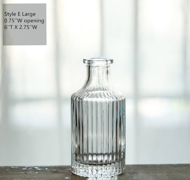 Sweet Home Deco - Wholesale Vase - Pleated Glass Bud Vase, Small Glass Vases, Clear10