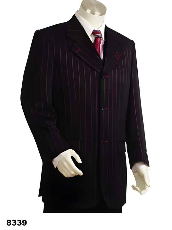 Traje negro con rayas rojas a la venta para venta al por mayor de Alberto Nardoni