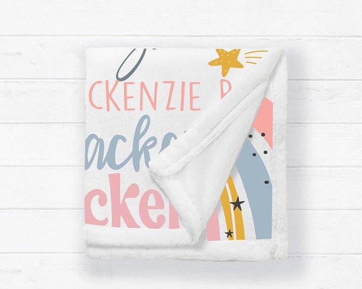 Monogram Junkie – wholesale Bedding blanket – Kids & Baby – Personalized Boho Rainbow Baby Blanket2